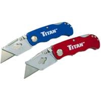 Titan 11020 - Folding Pocket Utility Knife Twin Pack - Red/Blue