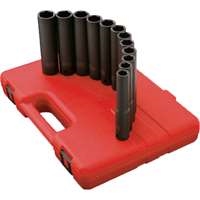Sunex 2852 - 1/2" Dr. Extra Long/Deep Impact Socket Set, 9 Piece