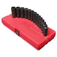 Sunex 3682 - 3/8" Dr 12 Pt. Met Deep Impact Socket Set, 13 Pc.