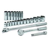 SK Hand Tool 4123 - 23pc 12PT Standard and Deep Socket Set - 1/2" Drive