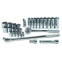 SK Hand Tool 4128-6 - 28pc 6PT Standard and Deep Socket Set - 1/2" Drive