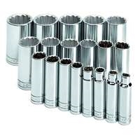 SK Hand Tool 4819 - 19pc 12PT Deep Socket Set - 1/2" Drive