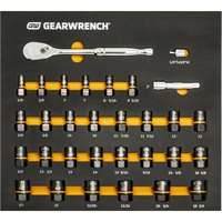 Gearwrench 86525 - 31pc 3/8" Dr 90T Ratchet And Bolt Biter Socket Set Metric/SAE With EVA Foam Tray