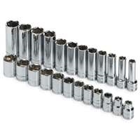 SK Hand Tool 89024 - 24PC 6PT Standard and Extra Deep Metric Socket Set - 3/8" Drive