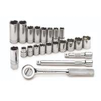 SK Hand Tool 91820 - 22PC 6PT Standard and Deep Metric Socket Set
