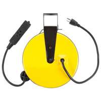 30FT Retractable Metal Cord Reel w/ 3 Outlets, 10amp