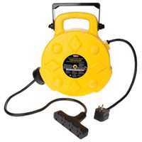 50ft Retractable Polymer Cord Reel w/ 4 Outlets, 15amp