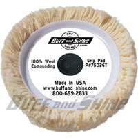 7.5" dia. X 1.25" 100 4-ply twisted wool grip pad with a centering tee "Heavy cutting pad"