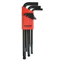 Ball End L-Wrenches, Metric, Long, 9 pc.