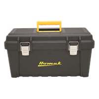 19" Black Plastic Tool Box w/Metal Latches & Plastic Tray