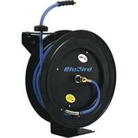 (BLB-BBR1250) BluBird 1/2 in x 50 ft Rubber Air Hose Reel Single Arm w/ 3 ft Lead-In Hose