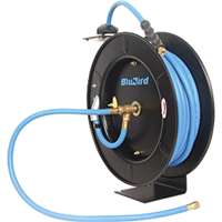 (BLB-BBR3850) BluBird 3/8 in x 50 ft Rubber Air Hose Reel Single Arm w/ 3 ft Lead-In Hose