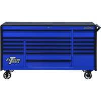 Extreme Tools DX722117RCBLBK - DX Series 72" 17 Drawer 21" Deep Roller Cabinet - Blue w/Black Drawer Pulls