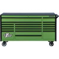 Extreme Tools DX722117RCGNBK - DX Series 72" 17 Drawer 21" Deep Roller Cabinet - Green w/Black Drawer Pulls