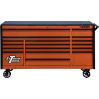 Extreme Tools DX722117RCORBK - DX Series 72" 17 Drawer 21" Deep Roller Cabinet - Orange w/ Black Drawer Pulls
