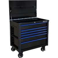 Extreme Tools EX4106TCBKBL - 41" 6 Drawer Tool Cart - Black with Blue Drawer Pulls