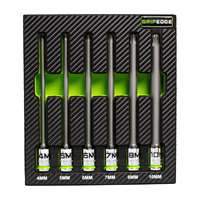 Grip Edge (GET-BHBM6LS)- 6-Piece Long Metric Ball Hex Driver Set, 3/8" Drive