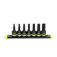 Grip Edge (GET-IHBS7S)- 7-Piece Short SAE Impact Hex Driver Set, 3/8" Drive