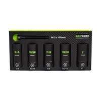 Grip Edge (GET-XCS5DS)- 5-Piece SAE Deep Socket Extractor Set, 1/2" Drive