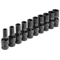 (GRY-1210UMSD) 10 Pc. 3/8" Drive Semi-Deep Metric Universal Socket Set