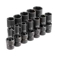 (GRY-1212USD) 12 Pc. 3/8" Drive 6 Point SAE Semi-Deep Universal Socket Set