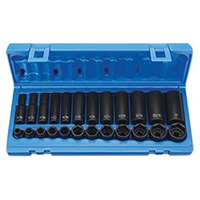 (GRY-1224RD) 3/8" Drive Standard and Deep Length Impact Set