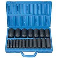 (GRY-1319D) 19 Pc. 1/2" Drive 6 Point SAE Deep Master Socket Set