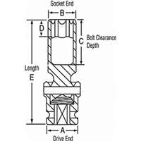 (GRY-913UMD) 1/4" Drive x 13mm Deep Length Universal