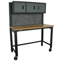 59" COLLAPSIBLE WOOD TOP WORKBENCH W/3 DOOR CABINET
