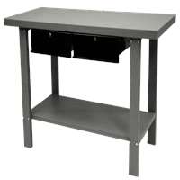 59" INDUSTRIAL GRAY WORKBENCH WITH 2 DRAWERS