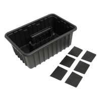 Black Plastic Tote w/ 6 Dividers 