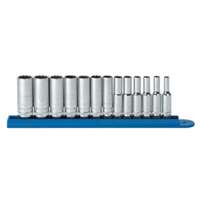 (KDT-80308) 13 Pc. Metric 12 Pt. Deep Socket Set, 1/4" Dr