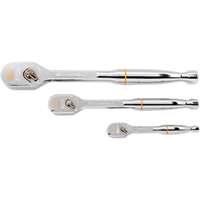 (KDT-81206XP) 3 Piece 1/4in, 3/8in, and 1/2in Drive 120XP Full Polish Teardrop Ratchet Set