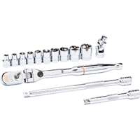 (KDT-81391) 14 Piece 1/4" Drive 120XP Locking Flex Head Ratchet & 6 Point SAE Stubby Socket Mechanics Tool Set