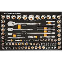 84 Pc. 1/4", 3/8", 1/2" 90-Tooth SAE/Metric Mechanics Tool Set with EVA Foam Tray