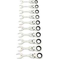(KDT-86870) 10 Piece 90-Tooth 12 Point Metric Stubby Flex Ratcheting Combination Wrench Set