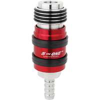 (MIL-1755) 5 In ONE Universal Safety Exhaust Hose Barb Industrial Coupler, 3/8in ID x 1/4in Flow Body