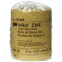 (MMM-1428) ABRASIVE DISC GOLD 5IN STIKIT P80 125 PER ROLL