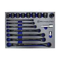 18-Piece Black Oxide Bolt Extractor Offset Wrench and Socket Set in Metric Sizes 