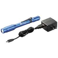 (STL-66139) Stylus Pro USB Rechargeable Penlight with 120V AC Adapter, USB Cord, and Nylon Holster, Blue