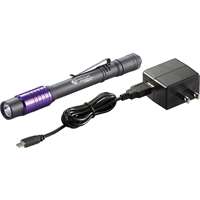 (STL-66148) Stylus Pro USB UV Rechargeable Penlight with 120V AC, Adapter, USB Cord, and Nylon Holster
