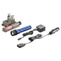 (STL-74782) Strion LED HL Rechargeable Flashlight with 120V AC/12V DC PiggyBack Charger, Blue