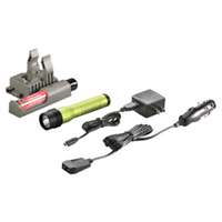(STL-74784) Strion LED HL Rechargeable Flashlight with 120V AC/12V DC PiggyBack Charger, Lime Green