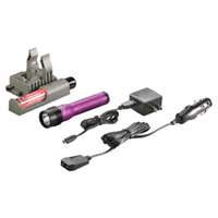 (STL-74786) Strion LED HL Rechargeable Flashlight with 120V AC/12V DC PiggyBack Charger, Purple