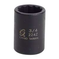 (SUU-224Z) 1/2" Drive, 12 Pt. Impact Socket, 3/4"