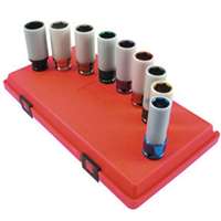 (SUU-2849) 9 Pc. 1/2" Drive Thin Wall  SAE & Metric Wheel Protector  Deep Impact Socket Set