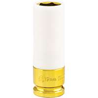(SUU-284919) 1/2" Drive, Extra Thin Wall Deep Wheel Protector Impact Socket, 19mm, Yellow