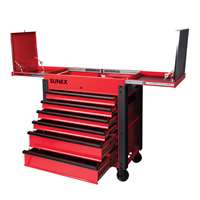 (SUU-8035XTFD) 6 Drawer Slide Top Service Cart w/ Power Strip, Red