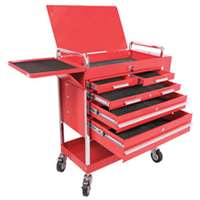 (SUU-8045) Professional 5 Drawer Service Cart with Locking Top, Red