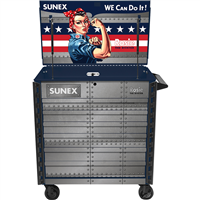 SUNEX TOOLS SUU-8056FDBLROSIE Rosie The Riveter - Blue Premium Full Drawer Service Cart